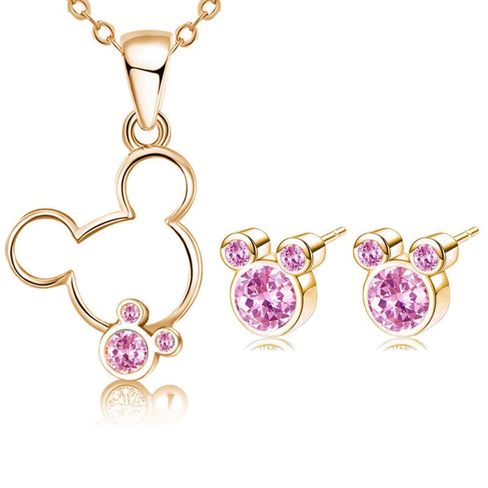 Wholesale Pink Necklace Earring Set JDC-NE-XingL029 Necklaces 星銮 NC02 Wholesale Jewelry JoyasDeChina Joyas De China