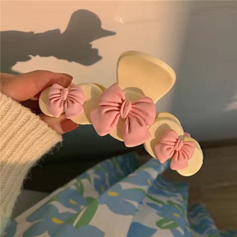Wholesale pink peach grab clip JDC-HC-BL002 Hair Clips 冰澜 Pink bow Wholesale Jewelry JoyasDeChina Joyas De China