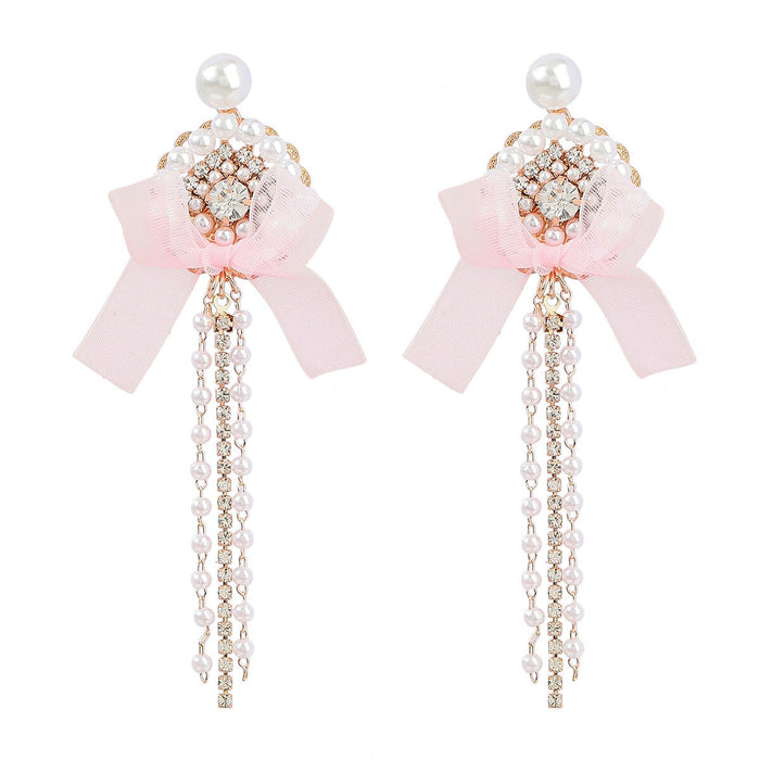 Wholesale pink pearl tassel earrings JDC-ES-JL928 Earrings 氿乐 Pink Wholesale Jewelry JoyasDeChina Joyas De China
