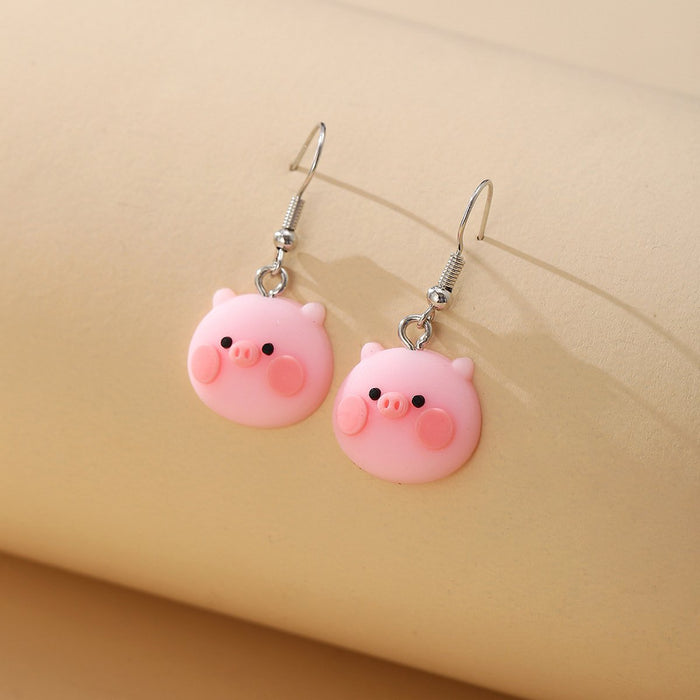 Wholesale pink plastic piggy earrings JDC-ES-F240 earrings JoyasDeChina Powder Wholesale Jewelry JoyasDeChina Joyas De China