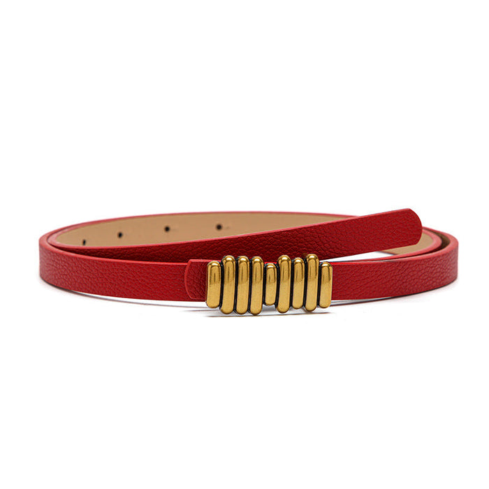 Wholesale pink pu leather belt JDC-WB-Nuoy024 Womenbelt 诺娅 Red1 Length 103 and width 1.3 Wholesale Jewelry JoyasDeChina Joyas De China