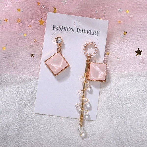 Bulk Jewelry Wholesale pink resin asymmetric pearl earrings JDC-ES-V094 Wholesale factory from China YIWU China