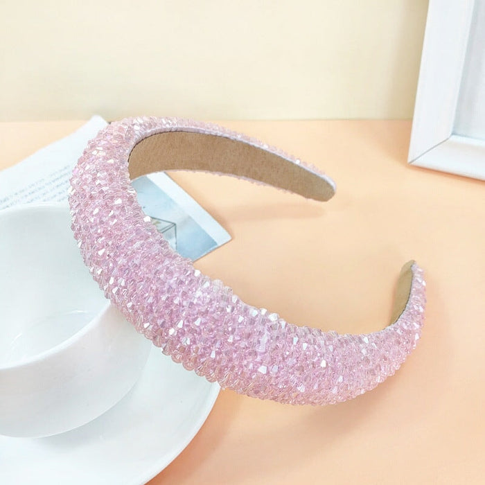 Wholesale Pink Rhinestone hair hoop JDC-HD-O358 Headband 潮炫 pink Wholesale Jewelry JoyasDeChina Joyas De China