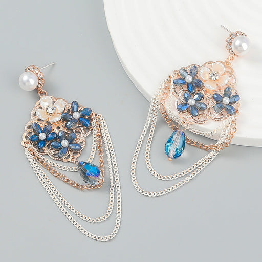 Wholesale Pink Rhinestone Tassel Earrings JDC-ES-JL921 Earrings 氿乐 Wholesale Jewelry JoyasDeChina Joyas De China