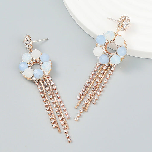 Wholesale Pink Rhinestone Tassel Earrings JDC-ES-JL927 Earrings 氿乐 Wholesale Jewelry JoyasDeChina Joyas De China