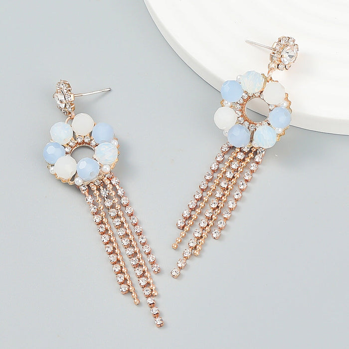 Wholesale Pink Rhinestone Tassel Earrings JDC-ES-JL927 Earrings 氿乐 Wholesale Jewelry JoyasDeChina Joyas De China