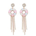 Wholesale Pink Rhinestone Tassel Earrings JDC-ES-JL927 Earrings 氿乐 pink Wholesale Jewelry JoyasDeChina Joyas De China