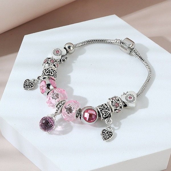 Wholesale pink round beaded alloy bracelet JDC-BT-qz074 Bracelet JoyasDeChina Wholesale Jewelry JoyasDeChina Joyas De China