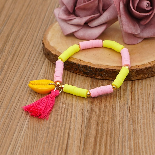 Bulk Jewelry Wholesale pink soft pottery natural shell tassel bracelet JDC-gbh373 Wholesale factory from China YIWU China
