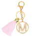 Wholesale pink tassel gold diamond-encrusted letter alloy key chain MOQ≥10 JDC-KC-yongz004 Keychains 永泽 1 Wholesale Jewelry JoyasDeChina Joyas De China