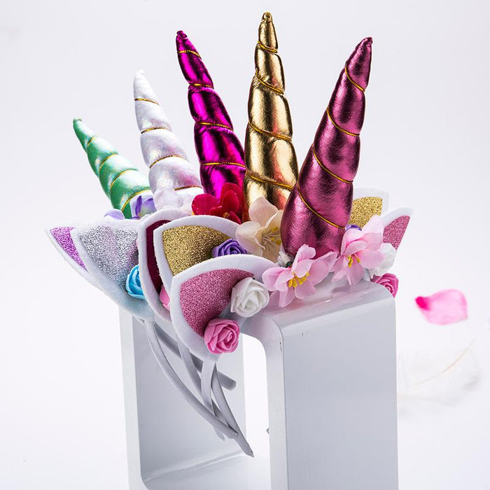 Bulk Jewelry Wholesale pink unicorn flowers hairband children's birthday gift headband JDC-HD-i002 Wholesale factory from China YIWU China