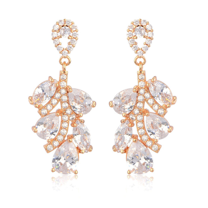 Wholesale pink zircon earrings JDC-ES-Mix011 Earrings 迷茜 14K gold electroplating Wholesale Jewelry JoyasDeChina Joyas De China