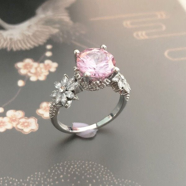 Wholesale Pink Zircon Metal Rings JDC-RS-WN095 Rings 薇妮 Wholesale Jewelry JoyasDeChina Joyas De China