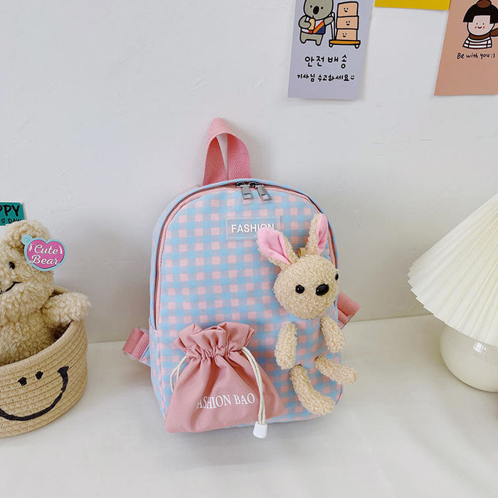 Wholesale Plaid Bunny Nylon children's Backpack Bags JDC-BP-YD001 Backpack Bags JoyasDeChina Bunny pink Wholesale Jewelry JoyasDeChina Joyas De China