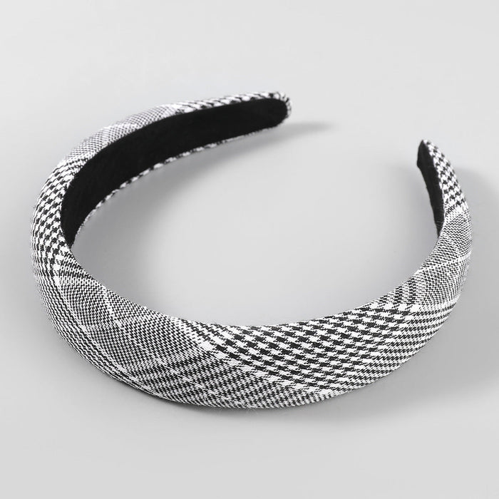 Wholesale plaid fabric sponge headband JDC-HD-JL046 Headband JoyasDeChina black white Wholesale Jewelry JoyasDeChina Joyas De China
