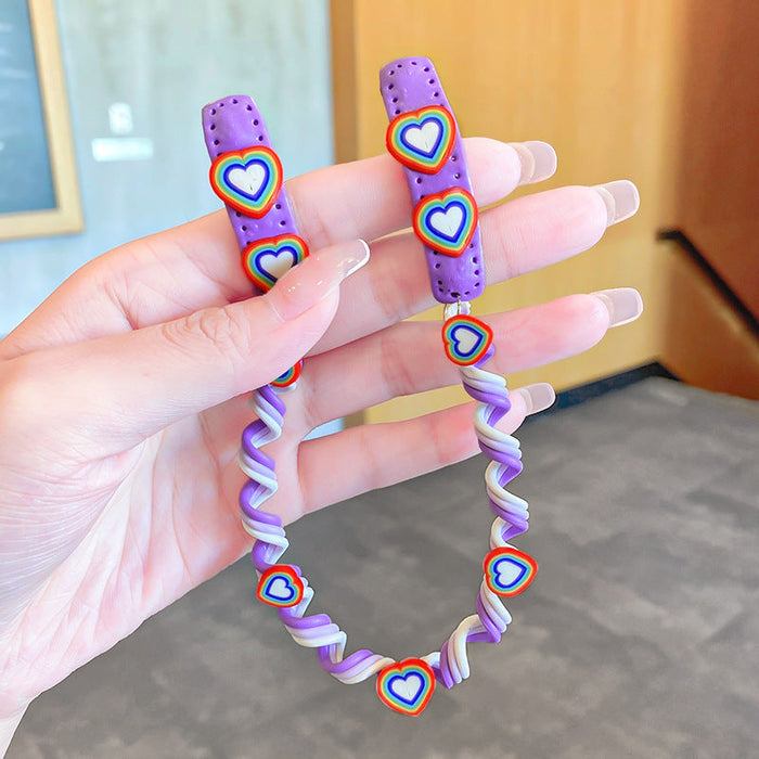 Wholesale plastic children's floret braided hair rope JDC-HS-GSHX043 Hair Scrunchies JoyasDeChina 11# purple love Wholesale Jewelry JoyasDeChina Joyas De China