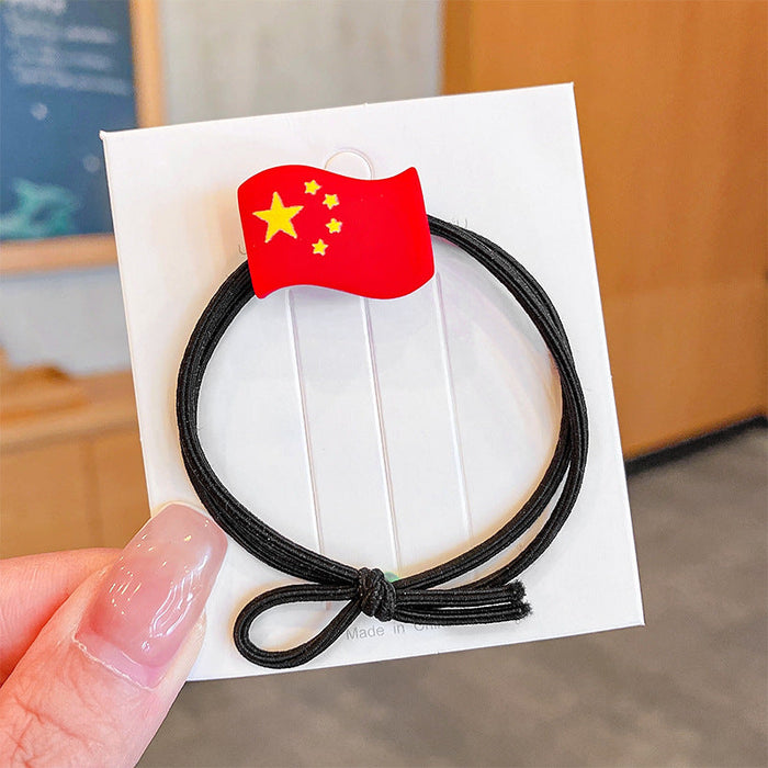 Wholesale plastic Chinese flag Hair Scrunchies JDC-HS-i333 Hair Scrunchies JoyasDeChina 3# Five Star Red Flag Hair Rope. Wholesale Jewelry JoyasDeChina Joyas De China