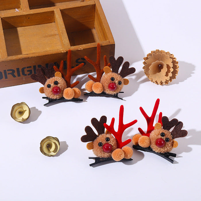 Wholesale Plastic Christmas Antlers Children Hair Clips JDC-HC-GL003 Hair Clips 誠蟋 Deer red A pair Wholesale Jewelry JoyasDeChina Joyas De China