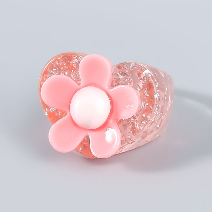 Bulk Jewelry Wholesale plastic heart-shaped flower rings JDC-RS-JL006 Wholesale factory from China YIWU China