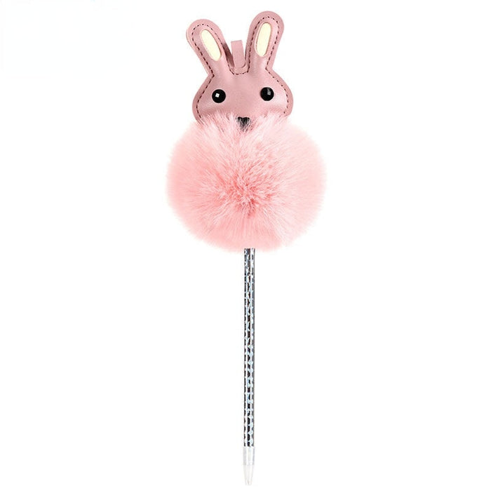 Wholesale Plastic Imitation Rex Rabbit Hair Rotating 0.55mm Ballpoint Pen JDC-BP-PRY002 Ballpoint pen 彭日耀 pink 0.5 Wholesale Jewelry JoyasDeChina Joyas De China