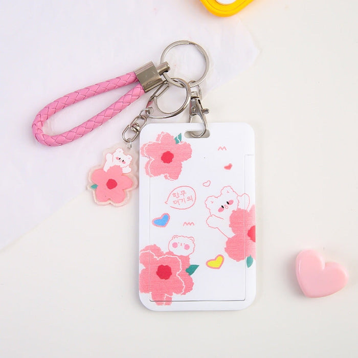 Wholesale Plastic PU Bus Card Holder Keychain JDC-KC-Gangs002 Keychains 港升 Petal bear Wholesale Jewelry JoyasDeChina Joyas De China