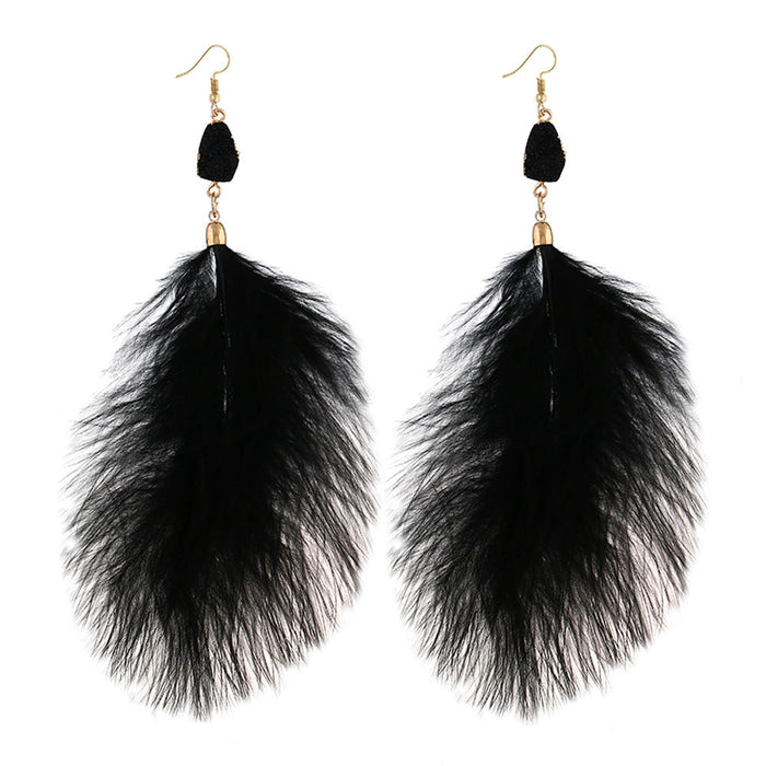 Wholesale plastic resin feather tassel earrings JDC-ES-GSGL005 Earrings 谷力 black Wholesale Jewelry JoyasDeChina Joyas De China