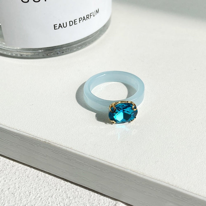 Wholesale Plastic Resin Rhinestone Rings JDC-RS-F103 Rings 韩之尚 blue / Wholesale Jewelry JoyasDeChina Joyas De China