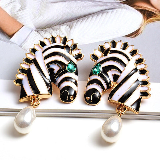 Wholesale Plated Alloy Zebra Rhinestone Earrings JDC-ES-SK026 Earrings 深刻 Wholesale Jewelry JoyasDeChina Joyas De China