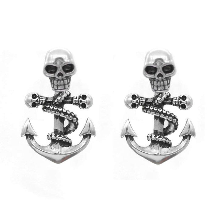 Wholesale Plating Alloy Fork Anchor Skull Earrings JDC-ES-WenT014 Earrings 润涛 white Wholesale Jewelry JoyasDeChina Joyas De China