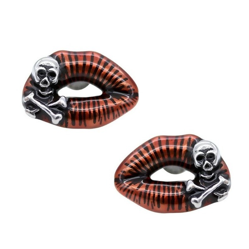 Wholesale Plating Alloy Lips Skull Earrings JDC-ES-WenT013 Earrings 润涛 Wholesale Jewelry JoyasDeChina Joyas De China
