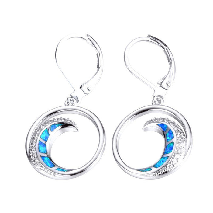 Wholesale Plating Alloy Opal Earrings JDC-ES-WenT016 Earrings 润涛 blue Wholesale Jewelry JoyasDeChina Joyas De China