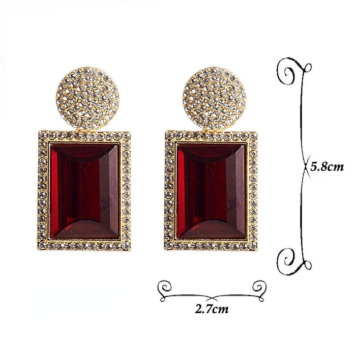 Wholesale Plating Alloy Rhinestone Large Glass Earrings JDC-ES-SK015 Earrings 深刻 Wholesale Jewelry JoyasDeChina Joyas De China