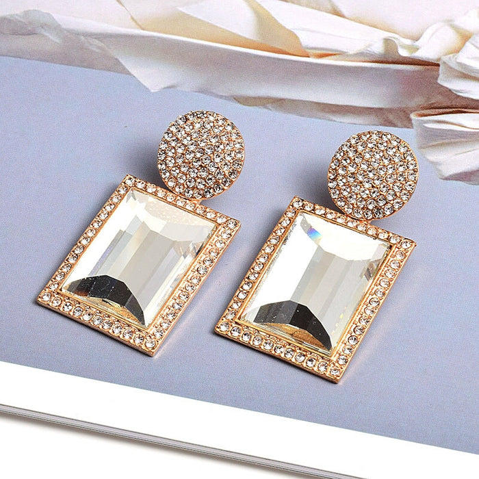 Wholesale Plating Alloy Rhinestone Large Glass Earrings JDC-ES-SK015 Earrings 深刻 black Wholesale Jewelry JoyasDeChina Joyas De China