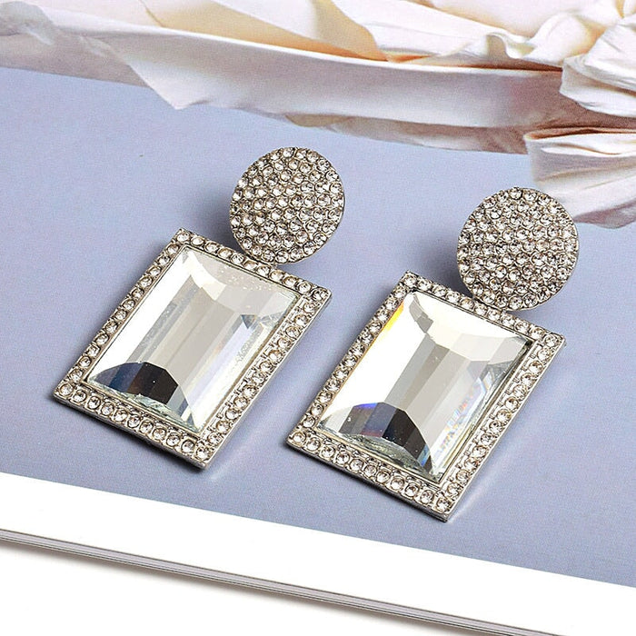 Wholesale Plating Alloy Rhinestone Large Glass Earrings JDC-ES-SK015 Earrings 深刻 gold Wholesale Jewelry JoyasDeChina Joyas De China
