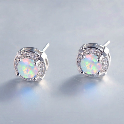 Wholesale Plating Alloy Round Opal Earrings JDC-ES-WenT009 Earrings 润涛 Wholesale Jewelry JoyasDeChina Joyas De China