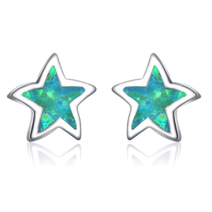 Wholesale Plating Alloy Star Opal Earrings JDC-ES-WenT008 Earrings 润涛 green Wholesale Jewelry JoyasDeChina Joyas De China