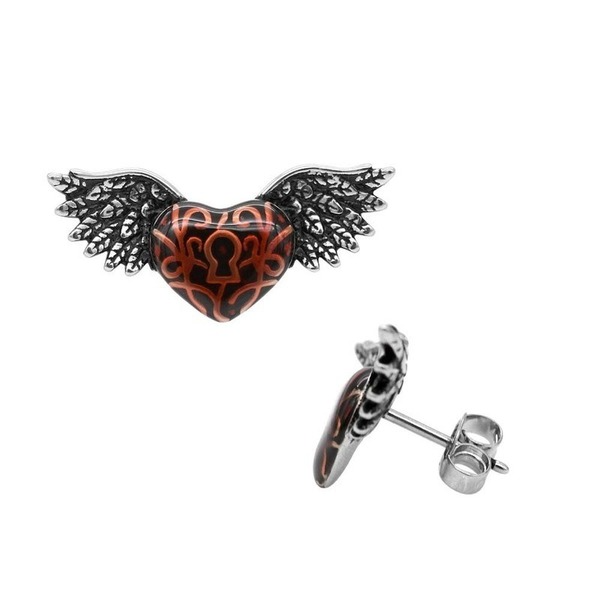 Wholesale Plating Alloy Wings Heart Earrings JDC-ES-WenT011 Earrings 润涛 Wholesale Jewelry JoyasDeChina Joyas De China
