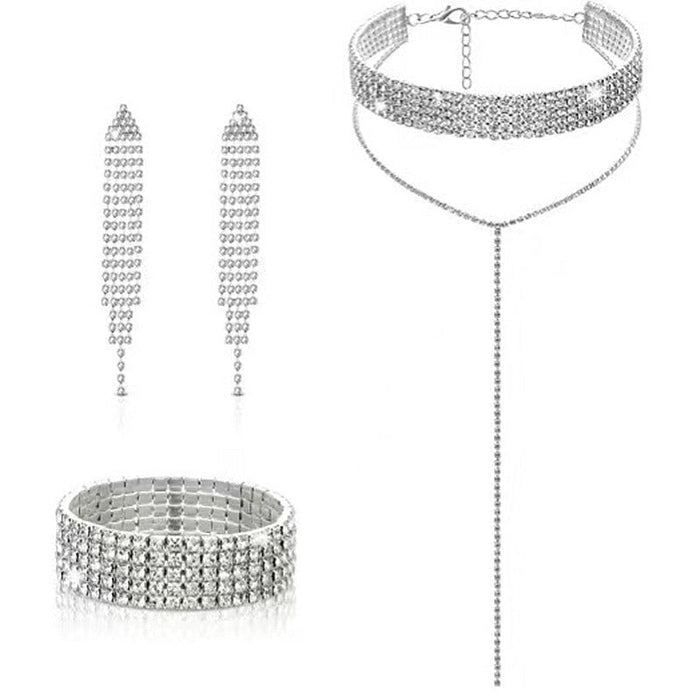 Wholesale Plating Claw Chain Rhinestone Necklace Earrings Bracelet Set JDC-NE-JX047 Necklaces 锦希 Wholesale Jewelry JoyasDeChina Joyas De China