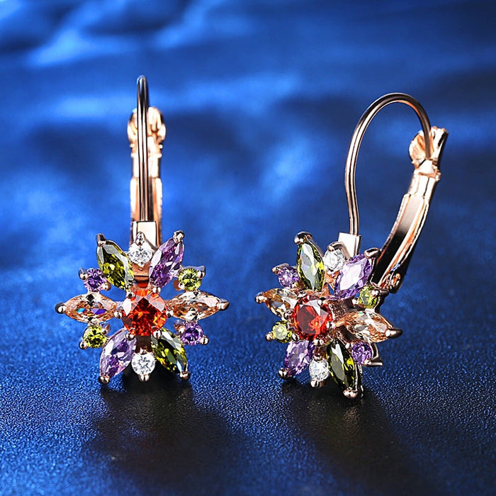 Wholesale Plating Copper Zircon Flower Earrings JDC-ES-MiMeng023 Earrings 米萌 Wholesale Jewelry JoyasDeChina Joyas De China
