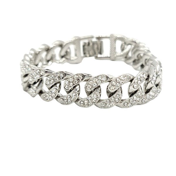 Wholesale plating white K alloy with Rhinestone cuban bracelet JDC-BT-ChenY002 Bracelet 晨远 Wholesale Jewelry JoyasDeChina Joyas De China