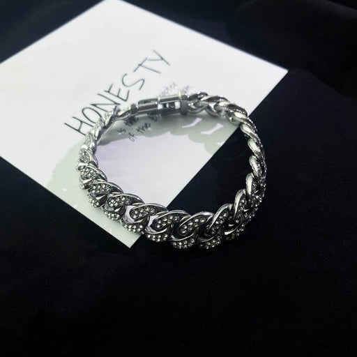 Wholesale plating white K alloy with Rhinestone cuban bracelet JDC-BT-ChenY002 Bracelet 晨远 Wholesale Jewelry JoyasDeChina Joyas De China