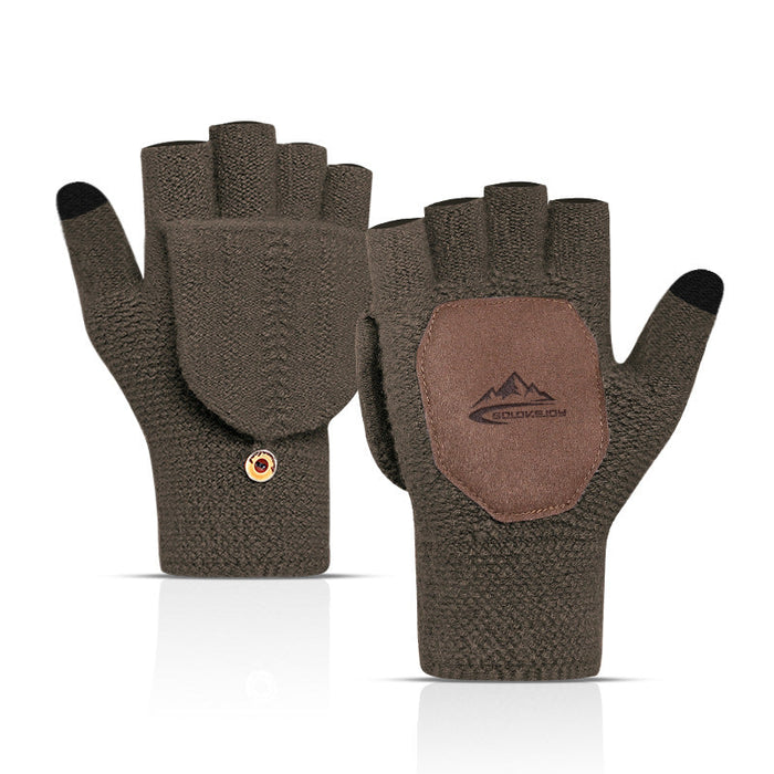 Wholesale plus velvet knitted fabric half finger gloves JDC-GS-RG004 Gloves 润谷 Army Green Wholesale Jewelry JoyasDeChina Joyas De China