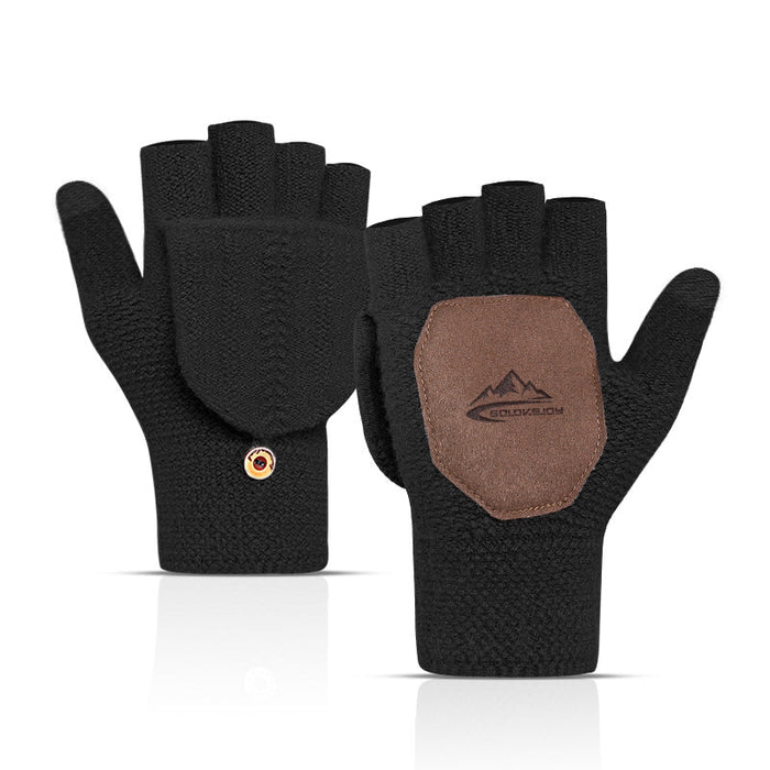 Wholesale plus velvet knitted fabric half finger gloves JDC-GS-RG004 Gloves 润谷 black Wholesale Jewelry JoyasDeChina Joyas De China