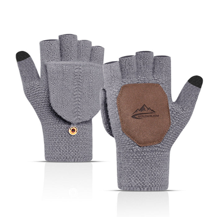 Wholesale plus velvet knitted fabric half finger gloves JDC-GS-RG004 Gloves 润谷 light grey Wholesale Jewelry JoyasDeChina Joyas De China