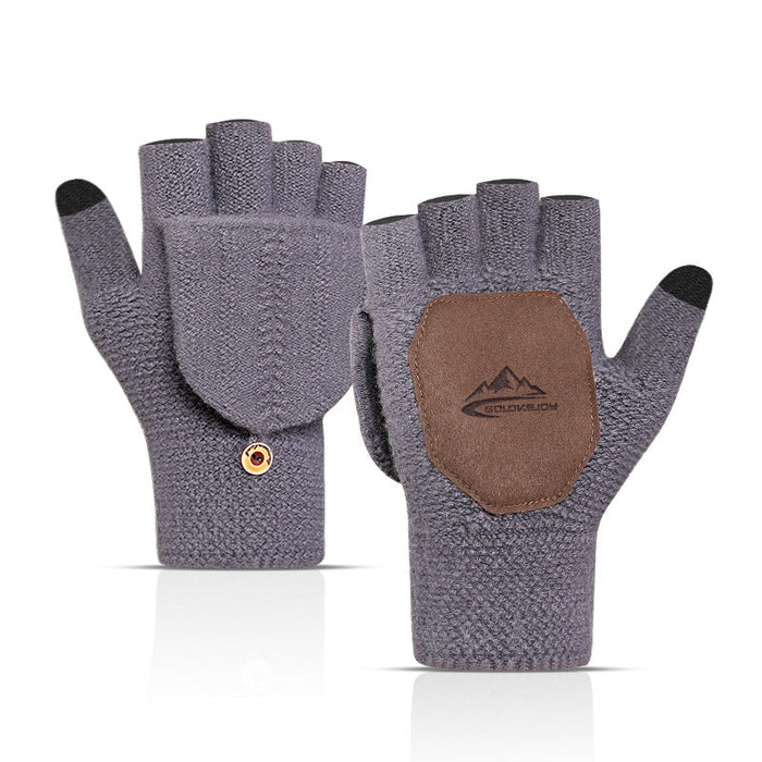 Wholesale plus velvet knitted fabric half finger gloves JDC-GS-RG004 Gloves 润谷 Space gray Wholesale Jewelry JoyasDeChina Joyas De China