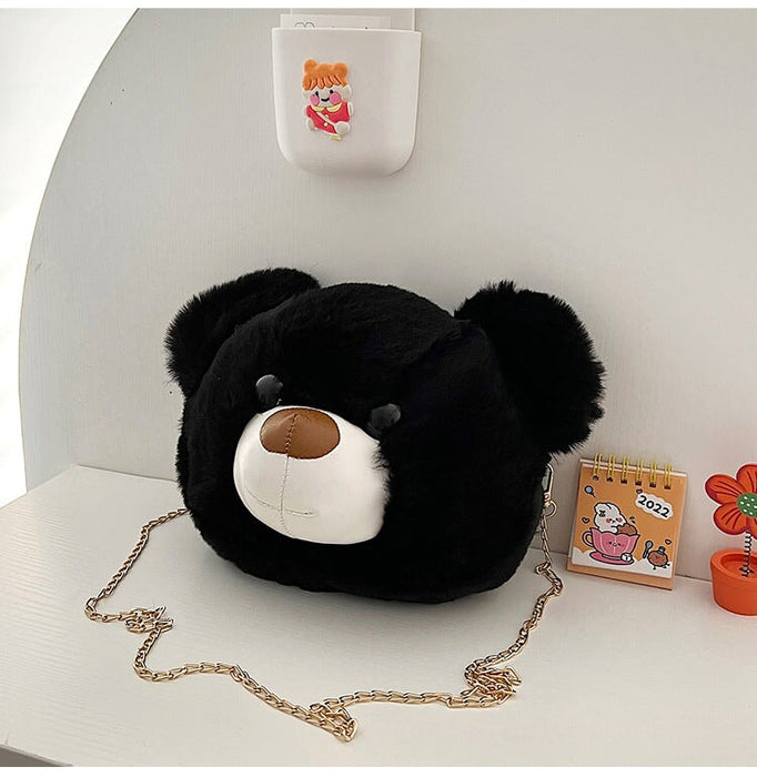Wholesale Plush Bear Head Shoulder Bag JDC-SD-MF035 Shoulder Bags 满丰 balck Wholesale Jewelry JoyasDeChina Joyas De China