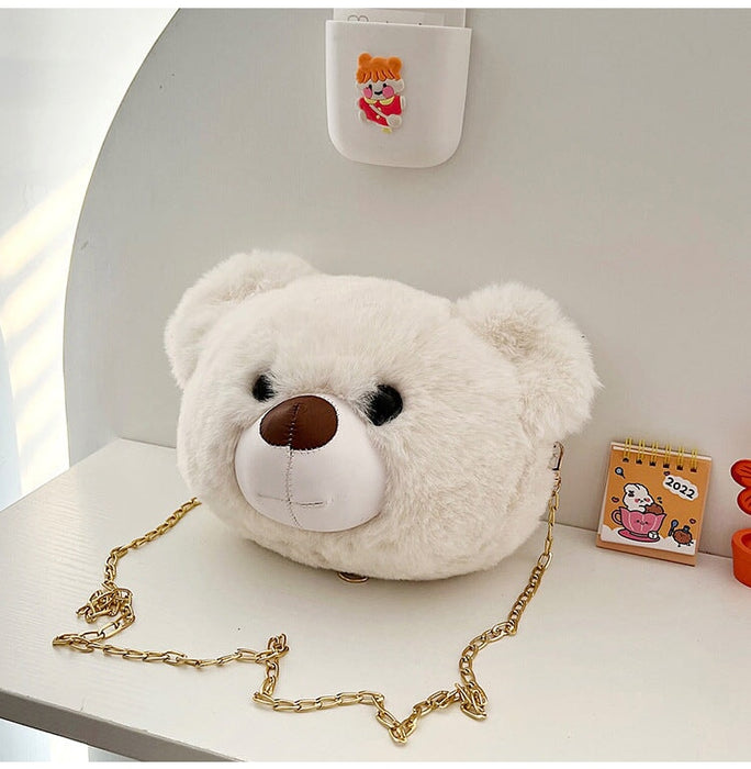 Wholesale Plush Bear Head Shoulder Bag JDC-SD-MF035 Shoulder Bags 满丰 white Wholesale Jewelry JoyasDeChina Joyas De China