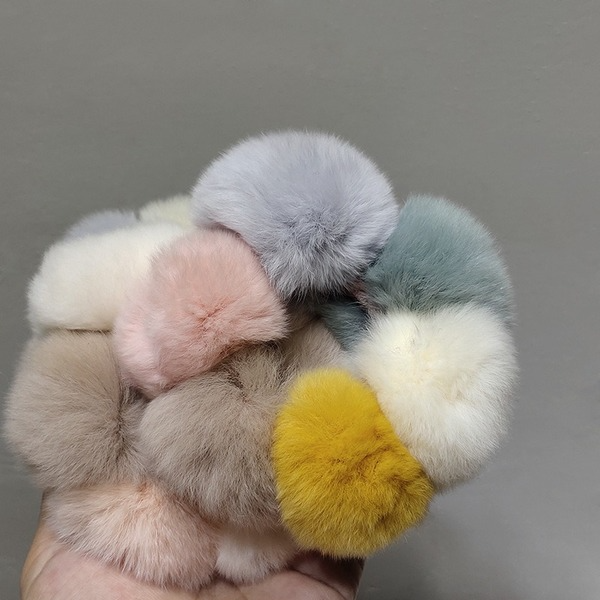 Wholesale plush colorful rabbit fur ball Hair Scrunchies JDC-HS-TOC004 Hair Scrunchies JoyasDeChina Wholesale Jewelry JoyasDeChina Joyas De China