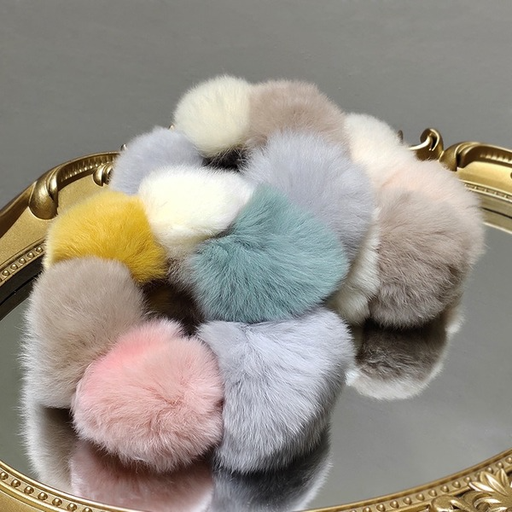 Wholesale plush colorful rabbit fur ball Hair Scrunchies JDC-HS-TOC004 Hair Scrunchies JoyasDeChina Wholesale Jewelry JoyasDeChina Joyas De China