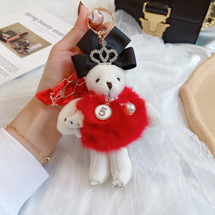 Wholesale plush crown fur skirt bear Keychains JDC-KC-LX035 Keychains 恋希 red Wholesale Jewelry JoyasDeChina Joyas De China